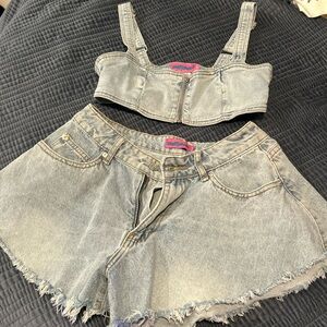 Edikted Light Blue denim set